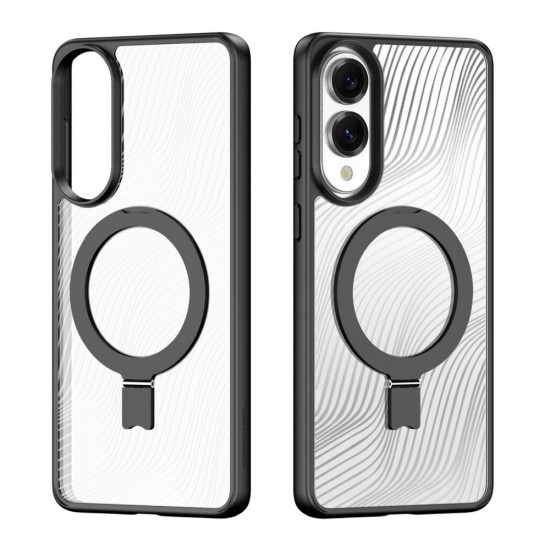 Dux Ducis Aimo Mag Back Case with MagSafe priekš Samsung Galaxy S25 Edge S937 - Melns - triecienizturīgs silikona-plastikāta aizmugures apvalks ar statīvu-turētāju / bampers-vāciņš