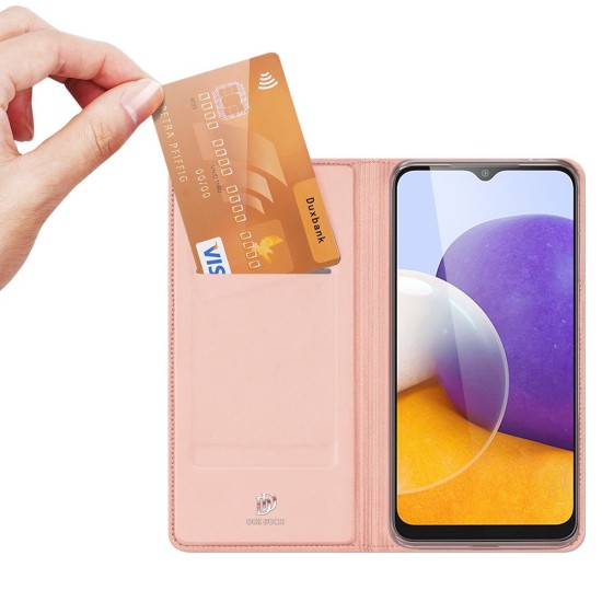 Dux Ducis Skin Pro series priekš Samsung Galaxy A17 4G A175 / A17 5G A176 - Rozā Zelts - sāniski atverams maciņš ar magnētu un stendu