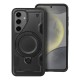 Frost Armor Back Case priekš Samsung Galaxy A17 4G A175 / A17 5G A176 - Melns - triecienizturīgs silikona-plastikāta aizmugures apvalks ar turētāju-statīvu / bampers-vāciņš