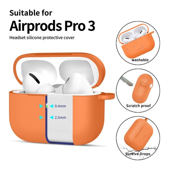Tech-Protect Silicone Hook Case priekš Apple Airpods Pro 3 - Oranžs - silikona apvalks bezvadu austiņu lādēšanas ierīcei ar karabīni