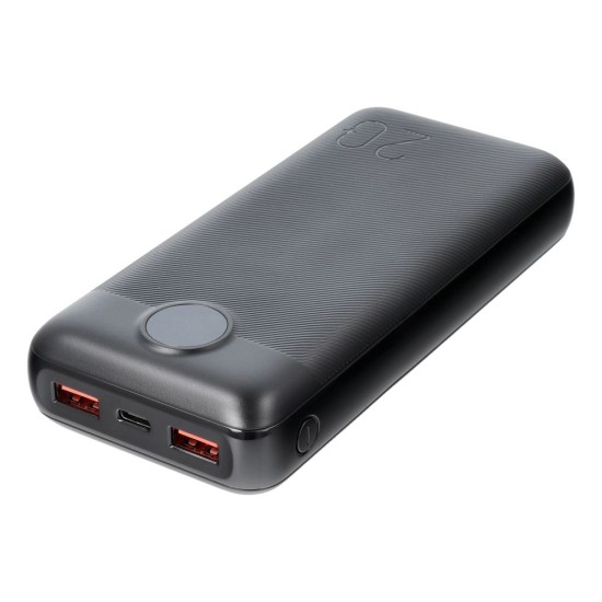Veger 20000mAh Power Bank QC 3.0 / PD 20W with LED Display 2x USB / 1x USB-C / 1x Micro USB - Melns - Universāla ārējas uzlādes batereja lādētājs-akumulators