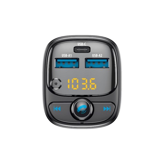 Forever TR-370 Car Kit HandsFree FM Transmitter ar Bluetooth 2x USB / 1x USB-C PD 30W - USB FM Transmiteris un auto lādētājs, MP3 Audio atskaņotājs, automašinas bezvadu brīvroku sistēma