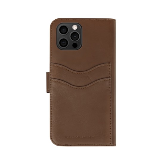 iDeal of Sweden Magnet Wallet+ Case priekš Apple iPhone 12 / 12 Pro - Brown - mākslīgās ādas sāniski atverams maciņš ar bamperu uz magnēta