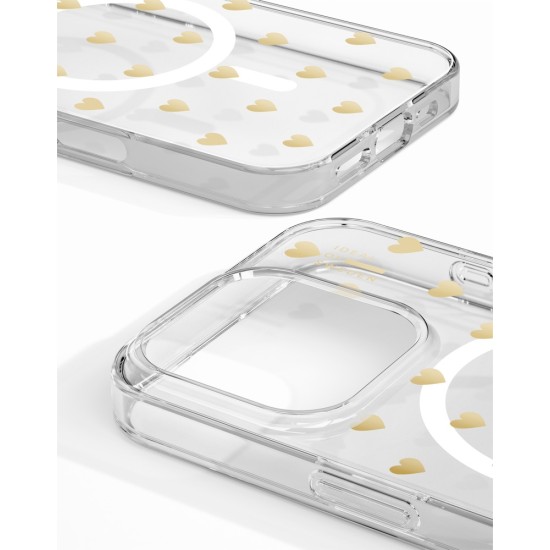 iDeal of Sweden Clear MagSafe Back Case priekš Apple iPhone 16 Pro Max - Golden Hearts - silikona aizmugures apvalks / bampers-vāciņš