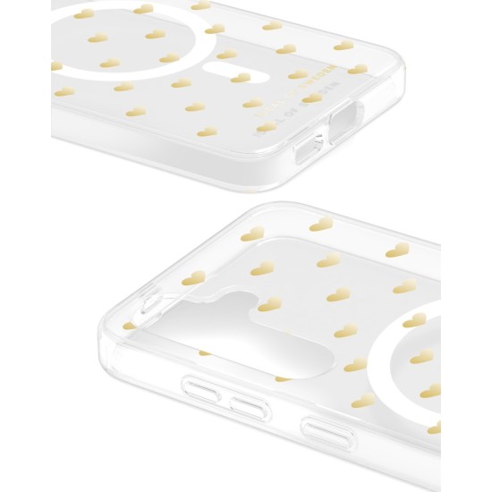 iDeal of Sweden Clear MagSafe Back Case priekš Samsung Galaxy S25 5G S931 / S24 5G S921 - Golden Hearts - silikona aizmugures apvalks / bampers-vāciņš