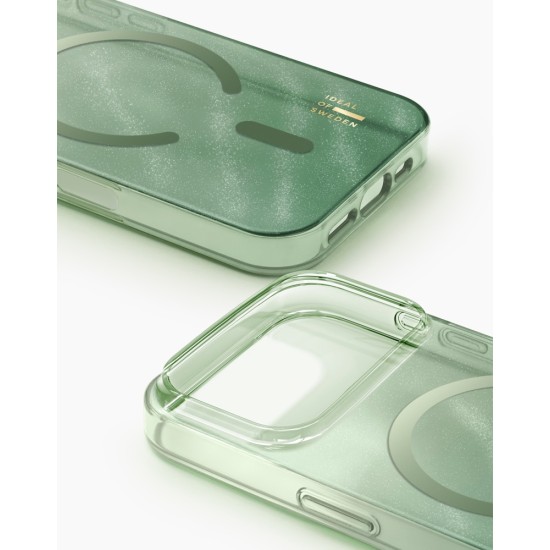 iDeal of Sweden Glitter Glow Back Case with MagSafe priekš Apple iPhone 17 Pro - Sage Green - silikona-plastikāta aizmugures apvalks / bampers-vāciņš