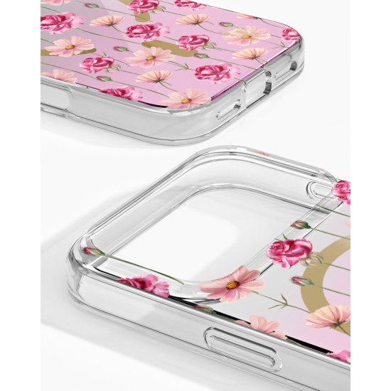 iDeal of Sweden Mirror Back Case with MagSafe priekš Apple iPhone 17 Pro Max - Rose Blush Floral - silikona-plastikāta aizmugures apvalks / bampers-vāciņš