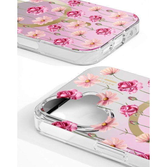 iDeal of Sweden Mirror Back Case with MagSafe priekš Apple iPhone 17 - Rose Blush Floral - silikona-plastikāta aizmugures apvalks / bampers-vāciņš