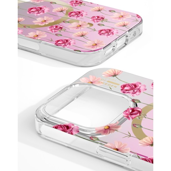 iDeal of Sweden Mirror Back Case with MagSafe priekš Apple iPhone 16 Pro - Rose Blush Floral - silikona-plastikāta aizmugures apvalks / bampers-vāciņš