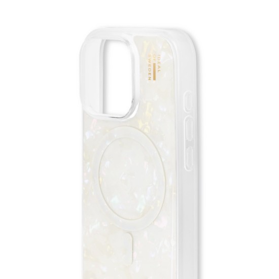 iDeal of Sweden Pearlised MagSafe Back Case priekš Apple iPhone 16 Pro Max - White - silikona-plastikāta aizmugures apvalks / bampers-vāciņš