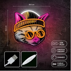 Forever Neon Art LED Light 32 x 29 x 2 cm (USB Plug) - Cat Dreamer - Dekoratīva neona LED lampa