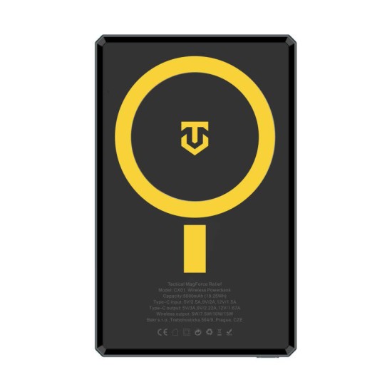 Tactical 10000mAh MagForce Relief Power Bank priekš Apple iPhone ar MagSafe USB Type-C 5V/2.5A - Pelēks - Ārējas uzlādes batereja lādētājs-akumulators ar MagSafe