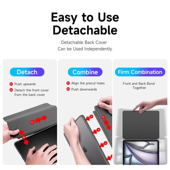 Dux Ducis Magi series priekš Apple iPad Air 13 (2024 / 2025) - Melns - sāniski atverams maciņš ar magnētu un stendu