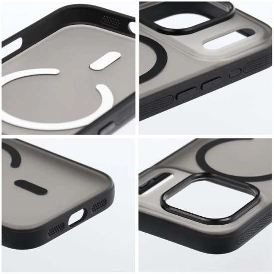 Flexline Mag Cover with MagSafe priekš Apple iPhone 17 - Melns - matēts silikona-plastikāta aizmugures apvalks / bampers-vāciņš