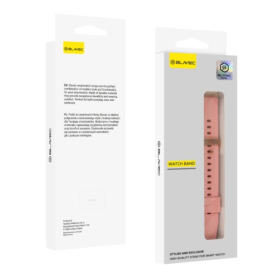 18mm Blavec Silicone Watch Band - Rozā - silikona siksniņas (jostas) priekš pulksteņiem