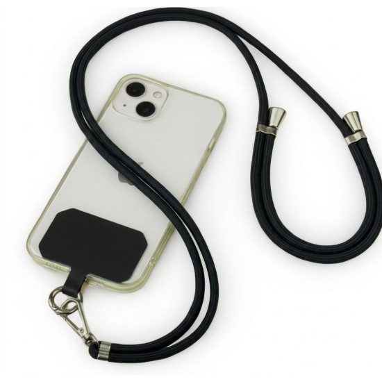 Adjustable Universal Phone Lanyard Crossbody Strap - Melna - Regulējama universāla telefona kakla un pleca siksniņa