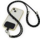 Adjustable Universal Phone Lanyard Crossbody Strap - Melna ar baltām strīpām - Regulējama universāla telefona kakla un pleca siksniņa