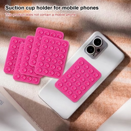 Silikona vakuuma uzlīme ar piesūcekņiem viedtālrunim - Rozā