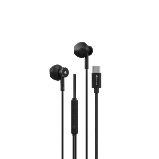 Devia Smart M2 Digital Wired Stereo Earphones with Remote and Mic USB Type-C - Melnas - Universālas USB-C stereo austiņas ar mikrofonu un pulti