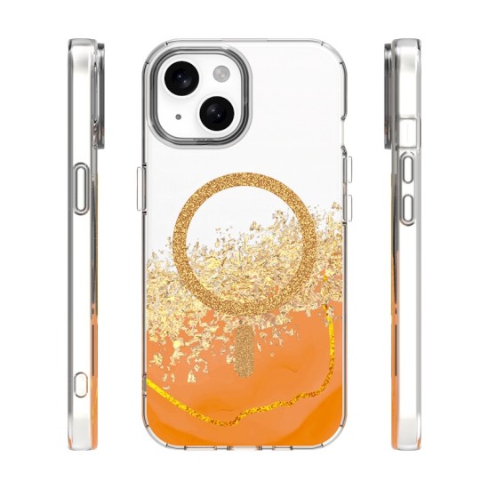 Epoxy MagSafe Back Case priekš Samsung Galaxy S26 Plus 5G - Zelts / Oranžs - silikona aizmugures apvalks no epoksīda sveķiem / bampers-vāciņš