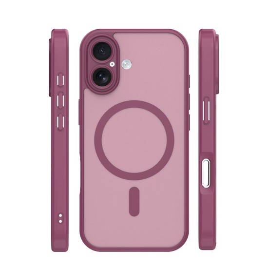 Mag Matt Case with MagSafe (camera protection) priekš Apple iPhone 17 Pro - Bordo - matēts silikona-plastikāta aizmugures apvalks / bampers-vāciņš