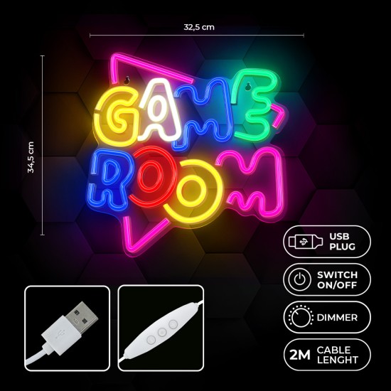 Forever Neolia Decorative Neon Plexi LED Light 40 x 30 x 2 cm (USB Plug) - Game Room - Dekoratīva neona LED lampa