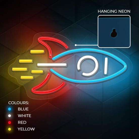 Forever Neolia Decorative Neon Plexi LED Light 42 x 23 x 2 cm (USB Plug) - Raķete - Dekoratīva neona LED lampa