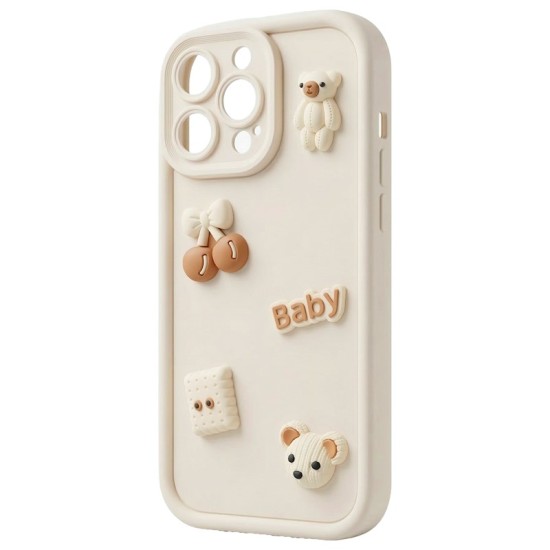 Ultra Trendy 3D Back Case priekš Apple iPhone 14 - Balts - silikona aizmugures apvalks / bampers-vāciņš
