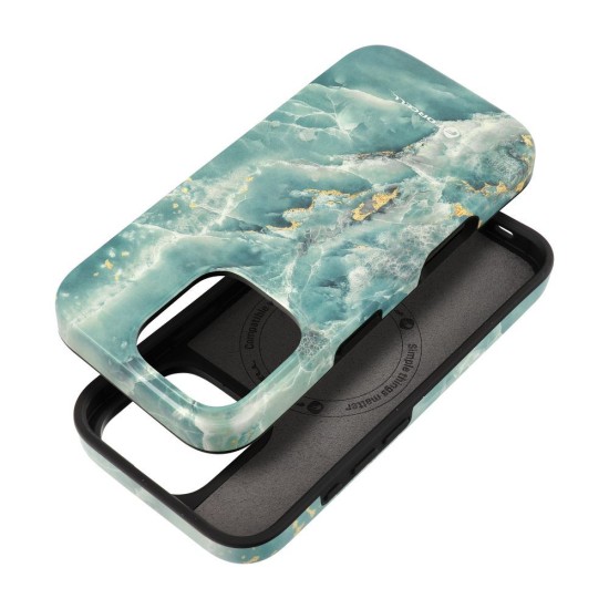 Forcell F-Protect Mirage Back Case with MagSafe priekš Apple iPhone 15 Pro - Green Marble - triecienizturīgs silikona-plastikāta aizmugures apvalks / bampers-vāciņš