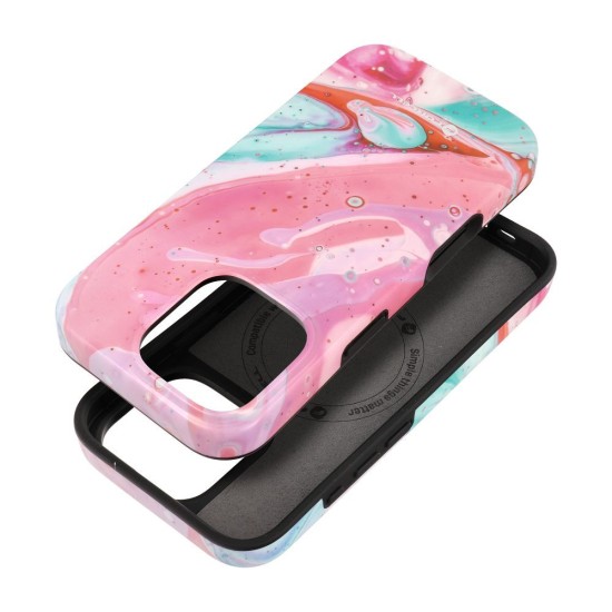 Forcell F-Protect Mirage Back Case with MagSafe priekš Apple iPhone 15 Pro - Pink Marble - triecienizturīgs silikona-plastikāta aizmugures apvalks / bampers-vāciņš