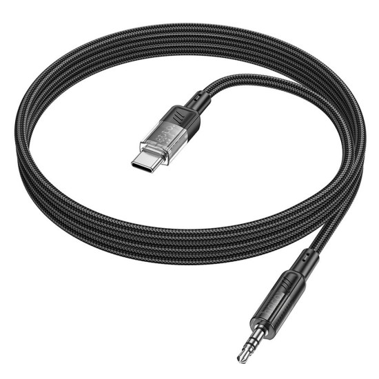 Hoco UPA27 Type-C to 3.5mm Male Stereo Aux Audio cable (length: 1.2M) - Melns - audio vads kabelis