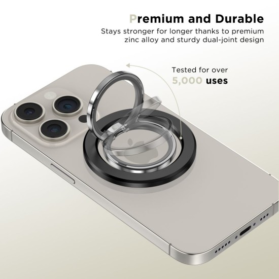 Tech-Protect MMR300 Magnetic MagSafe Ring Phone Holder - Melns - Universālais magnētisks gredzens-turētājs telefonam