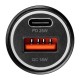 BlueStar Car Charger Type-C / USB ports QC 3.0 / PD 25W AFC PPS - Melns - USB un Type-C ātrs auto lādētājs telefoniem un planšetdatoriem