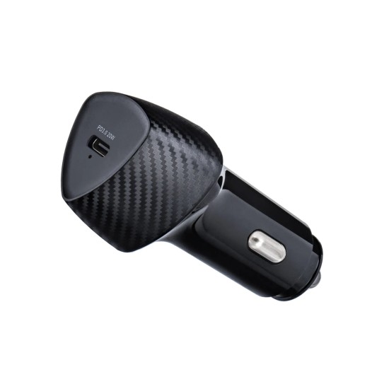 Forcell Carbon 20W Car Charger with Type-C PD / QC 3.0 socket - Melns - USB-C ātrs auto lādētājs telefoniem un planšetdatoriem