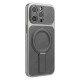 Luxgrip MagSafe Back Case with Stand priekš Apple iPhone 12 - Pelēks - mākslīgās ādas aizmugures apvalks ar statīvu