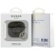 Guess GUA4P4E4CDW 4G Script PC/PU Charm Collection Case priekš Apple Airpods 4 - Brūns - mākslīgās ādas apvalks bezvadu austiņu lādēšanas ierīcei