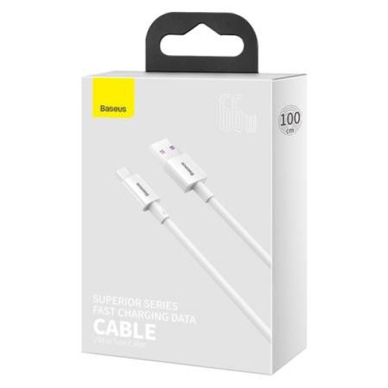 Baseus 1M Superior PD 66W USB to Lightning cable - Balts - Apple iPhone / iPad lādēšanas un datu kabelis / vads