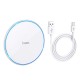 Hoco CW6 Pro Wireless Charger 15W with LED light - Balts - Induktīvs bezvadu USB lādētājs paliktnis
