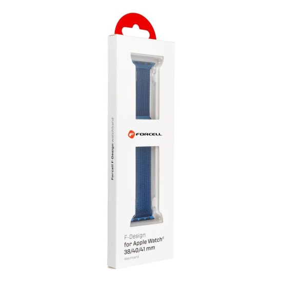 Forcell F-Design (FA03) Magnetic Milanese Watch Band priekš Apple Watch 38 / 40 / 41 mm / Series 10 / 11 (42mm) - Zils - siksniņa viedpulksteņiem no nerūsējoša tērauda ar magnētu