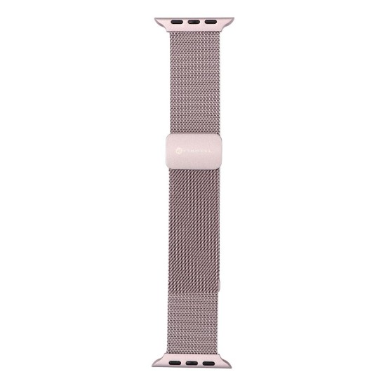 Forcell F-Design (FA14) Magnetic Steel Milanese Watch Strap priekš Apple Watch 42 / 44 / 45 / 46mm / Ultra 49 mm - Rozā Zelts - siksniņas (jostas) viedpulksteņiem no nerūsējoša tērauda ar magnētu