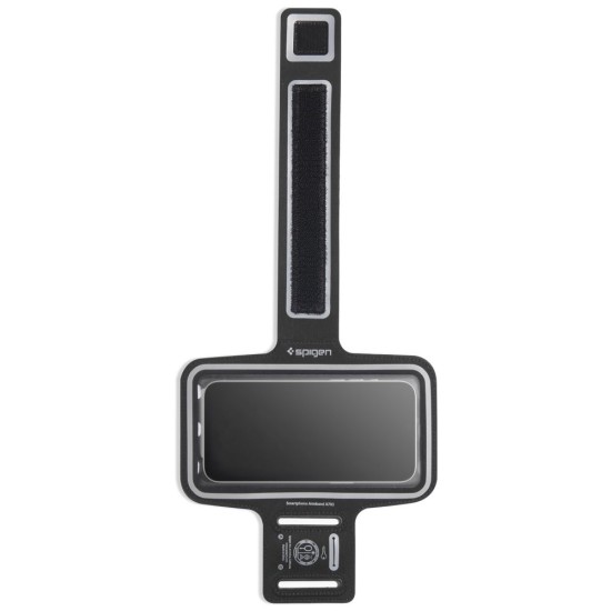 Spigen A703 Universal Sport Armband priekš viedtālruņiem ar 6.5 - 6.9 inch ekrānu - Melns - Universāls maks ietvars - Sporta futrālis rokas aproce fitnesam saite