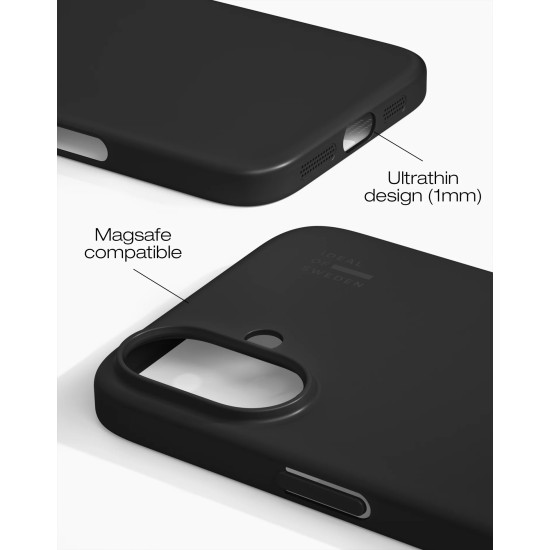 iDeal of Sweden Slim (1mm) Back Case with MagSafe priekš Apple iPhone 17 - Matte Black - polikarbonāta aizmugures apvalks / bampers-vāciņš
