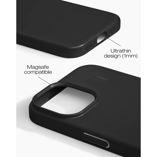 iDeal of Sweden Slim (1mm) Back Case with MagSafe priekš Apple iPhone 13 / 14 / 15 / 16e / 17e - Matte Black - polikarbonāta aizmugures apvalks / bampers-vāciņš