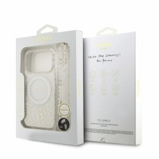Guess IML Flowers Allover Strap MagSafe Collection Back Case GUHMP18LHCPOFPH priekš Apple iPhone 17 Pro / 18 Pro - Balts - silkona-plastikāta aizmugures apvalks ar auklu / bampers-vāciņš