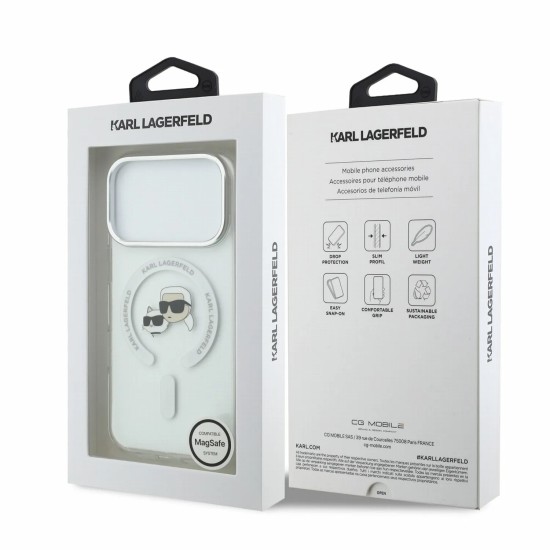 Karl Lagerfeld IML Karl MagSafe series Back Case KLHMP18LHLSKCH priekš Apple iPhone 17 Pro / 18 Pro - Caurspīdīgs - silikona-plastikāta aizmugures apvalks / bampers-vāciņš