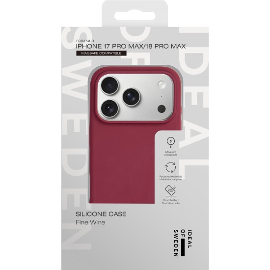 iDeal of Sweden Silicone MagSafe Back Case priekš Apple iPhone 17 Pro Max / 18 Pro Max - Fine Wine - silikona aizmugures apvalks / bampers-vāciņš