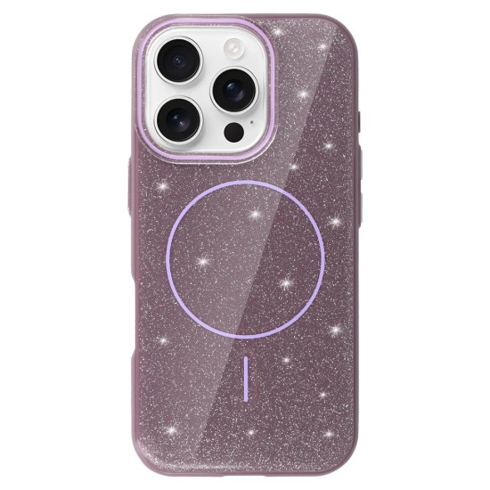 Glitter Thin Magsafe Back Case для Apple iPhone 16e / 17e - Фиолетовый - силиконовый чехол-накладка / бампер крышка
