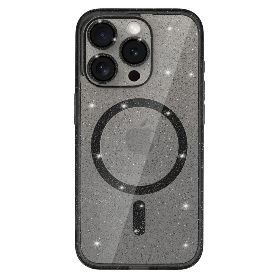 Glitter MagSafe Back Case priekš Apple iPhone 16e / 17e - Чёрный - силиконовая накладка / бампер-крышка