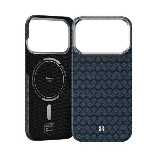 Benks ArmorGrid Air Beyond Kevlar Case with MagSafe priekš Apple iPhone 17 Pro Max / 18 Pro Max - Zils - aramīda aizmugures apvalks / bampers-vāciņš
