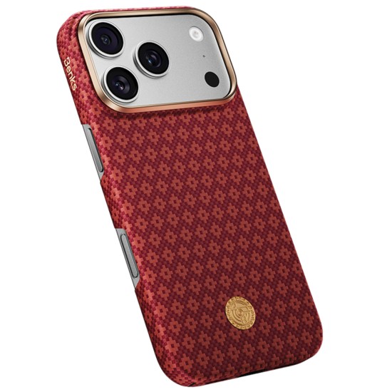 Benks ArmorGrid Air Beyond Kevlar Case with MagSafe priekš Apple iPhone 17 Pro / 18 Pro - Sarkans - aramīda aizmugures apvalks / bampers-vāciņš